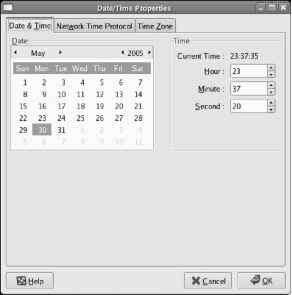 Date amp Time system config date Set the date and time choose have NTP server keep system time sync Figure shows the Date Time Properties window Administrators Toolbox Red