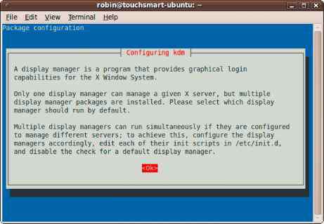 Figure Configuring KDM after downloading Kubuntu